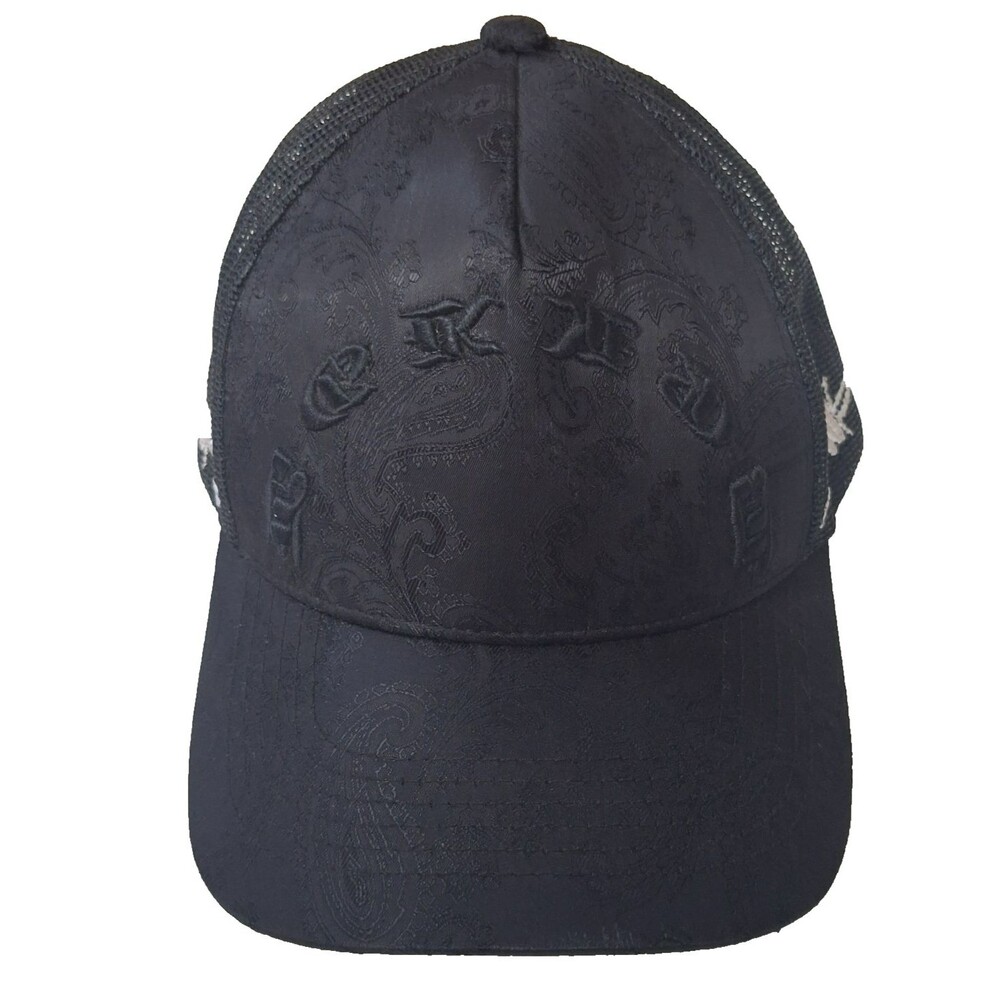 BGK Apparel Trucker Hat Black Paisley Barbed Wire Y2K Grunge Cyber Punk OSFA